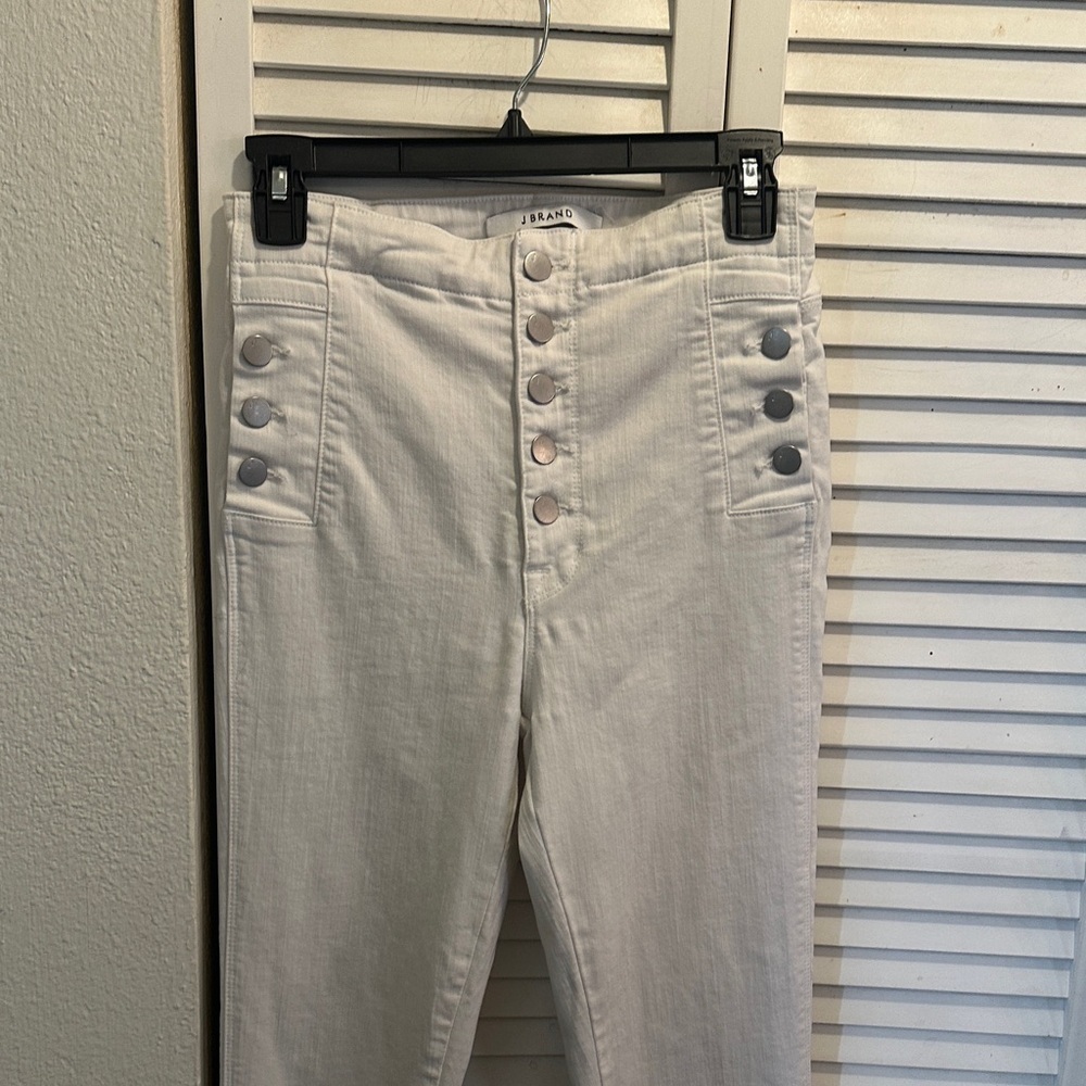 J Brand High-Rise White Button-Front Jeans Size 27